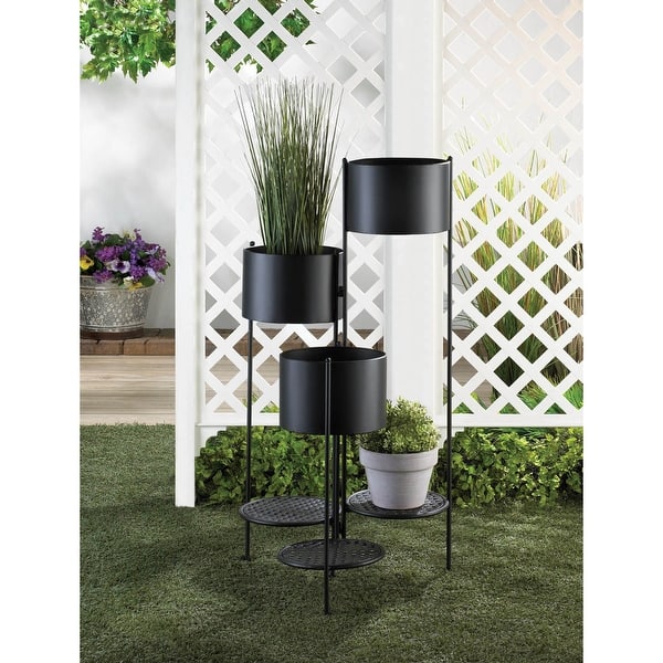 3Tier Barrel Bucket Plant Stand 37" Black Bed Bath & Beyond